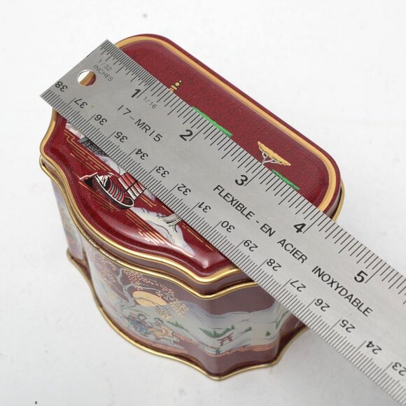 Vintage Tea Masters London DEN HAAG Holland Tin Asian Floral Red Gold Earl Grey - Picture 5 of 7